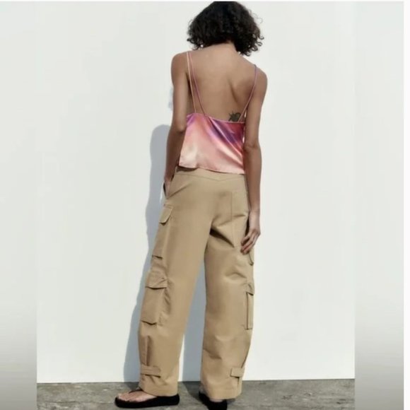 Zara Tie Dye Satin Effect Draped Top, NWT S - Picture 4 of 9